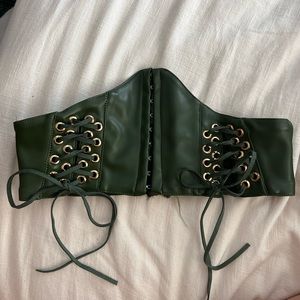 Green Faux Leather Corset Belt